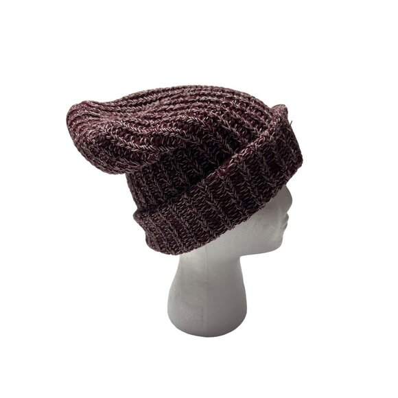 Love Your Melon Knit Hat Cuffed Purple and White Beanie - Picture 4 of 6